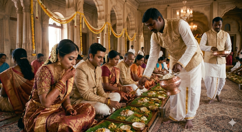 Traditional South Indian royal wedding banquet